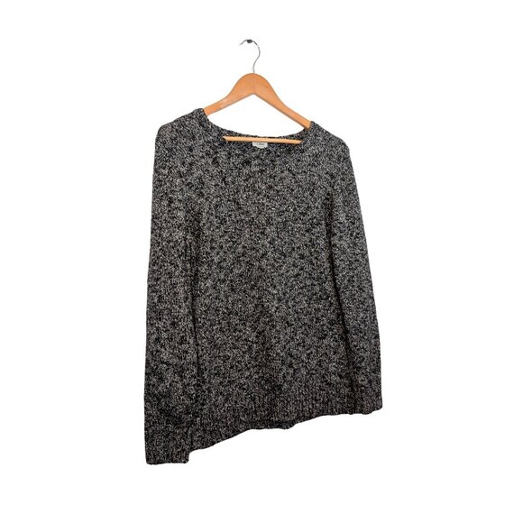 L.L. Bean Women’s Large Cotton Ragg Knit Sweater Black White - Picture 2 of 6